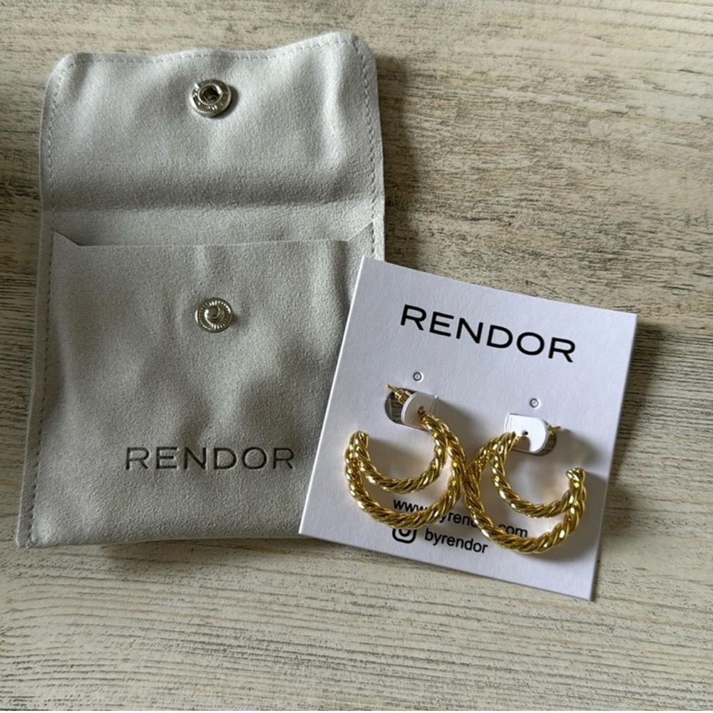 Rendor Gold Plated Double Hoop Earrings with Dustbag